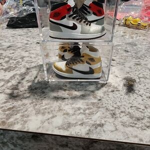 New Nike Mini Sneaker in Red, Black, White, and Gold And Display Stackable Boxes